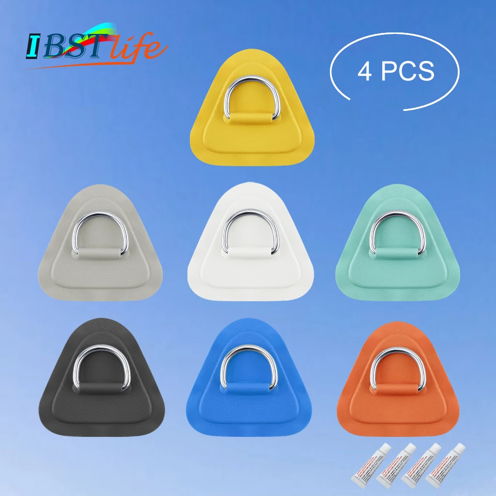 

4PCS Stainless Steel D Ring Pad Patch Water Sports Buckle for PVC Inflatable Boat Raft Dinghy Canoe Kayak Surfboard SUP Tie Down