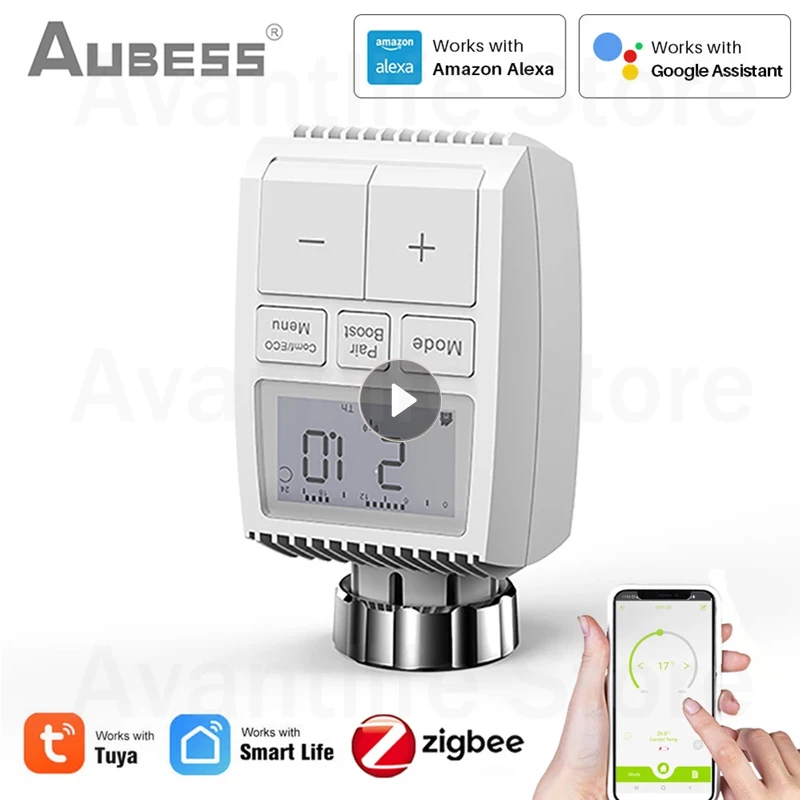 

Программируемый термостат Tuya Smart ZigBee, термостатический клапан радиатора, регулятор температуры с поддержкой Alexa