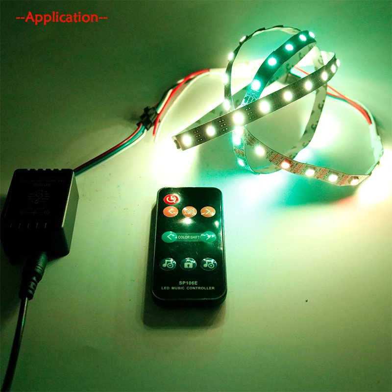 

LED Pixel RGB Controller RF Music Remote Mini Controller JM-SP106E DC5-12V 1000 Points Full Color LED Controller