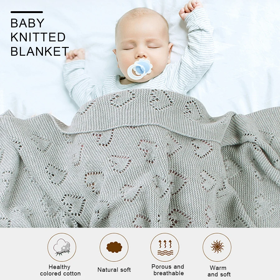 Полотенце для новорожденных вязаное одеяло детское теплое мягкое Пеленальное