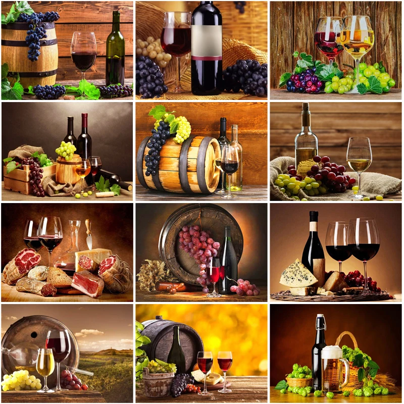 

5D Diy Wine Manor Oak Fruit Diamond Painting Embroidery Full Round&Square Diamond Mosaic Cross Stitch Home Entrance Decoration
