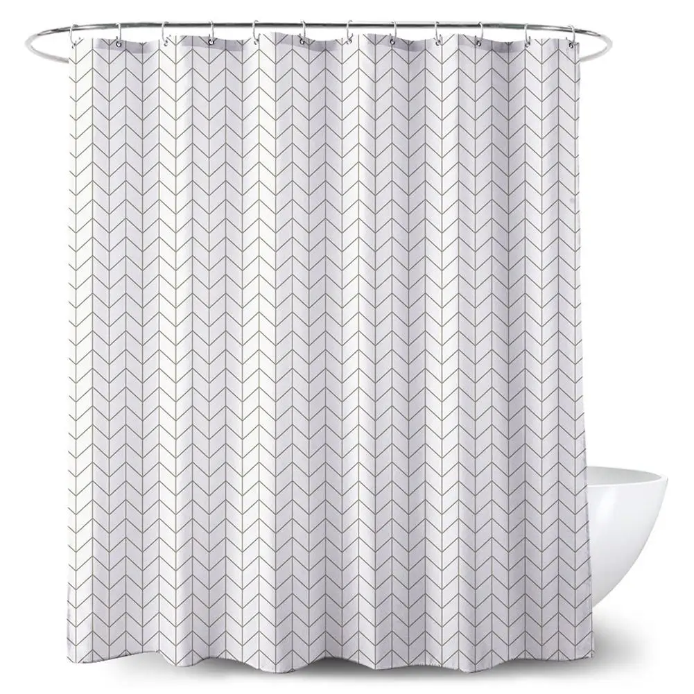 Shower Curtain Triangular Line Printing Waterproof Polyester for Home Bathroom | Дом и сад