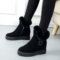 womens winter platform boots wedges shoes for women ankle boots heels warm casual snow boots women heel 7cm fashion black shoes