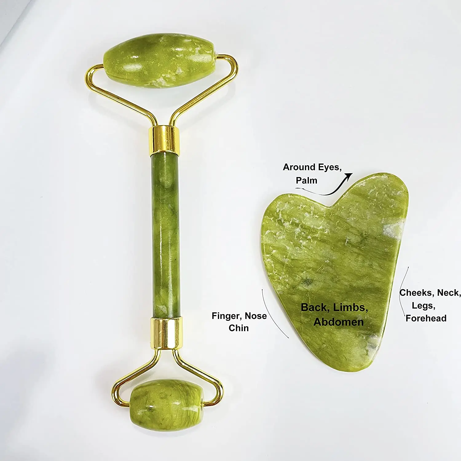 Натуральный нефритовый ролик из розового кварца и набор инструментов для