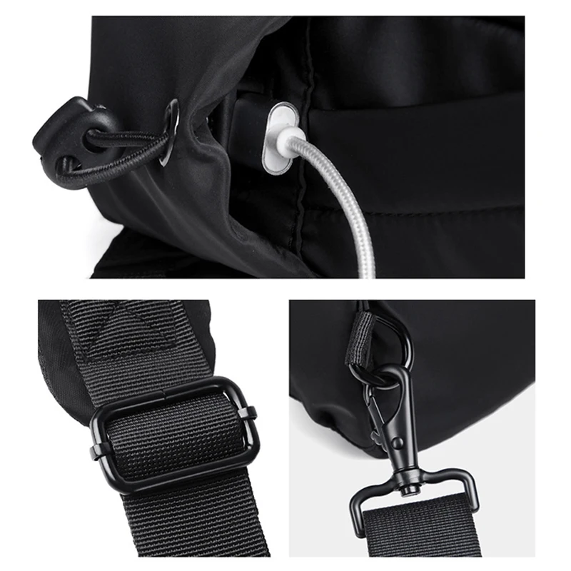 

men Chest bag crossbody USB charging Casual Polyester black Multifunction Chest pack male 2021