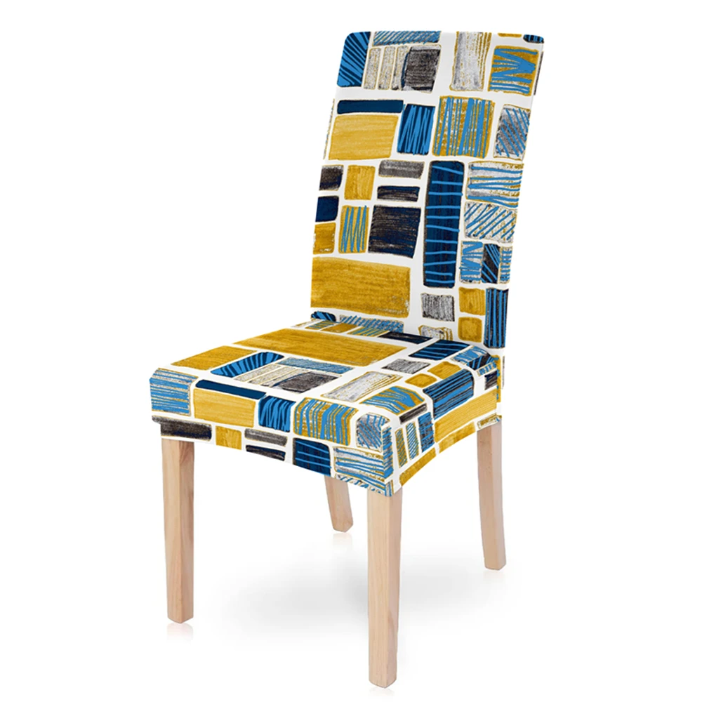 Чехлы на стулья из спандекса с геометрическим принтом эластичные чехлы сиденья