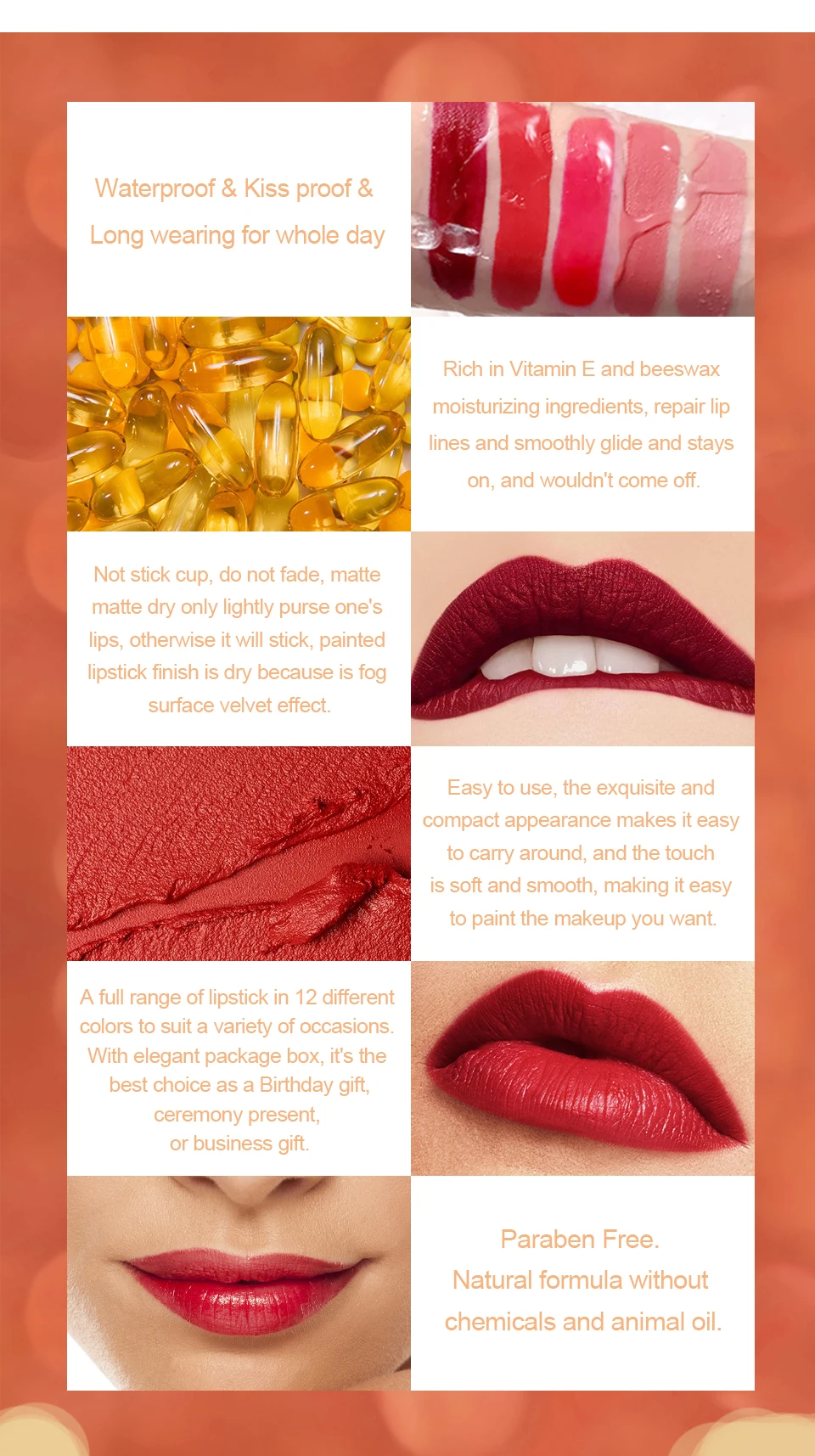 14 Colors Long lasting Non-stick Cup NON-Fading Natural Velvet Full Matte Color Lipstick Set |