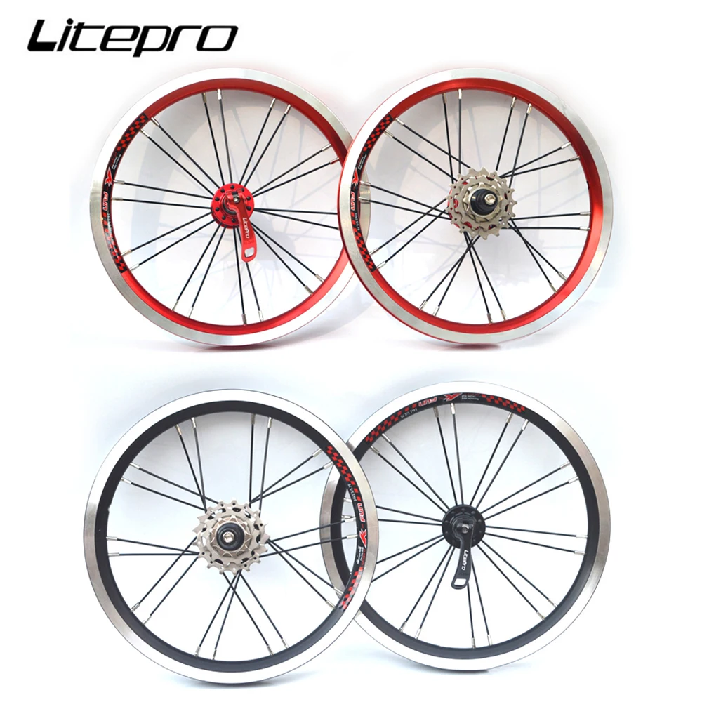 Litepro 14 inch 16 inch Bike Wheels Wheelset Folding Bicycle 412 / Outer Three Shift Wheel Set Outer Three Speed Wheel Set