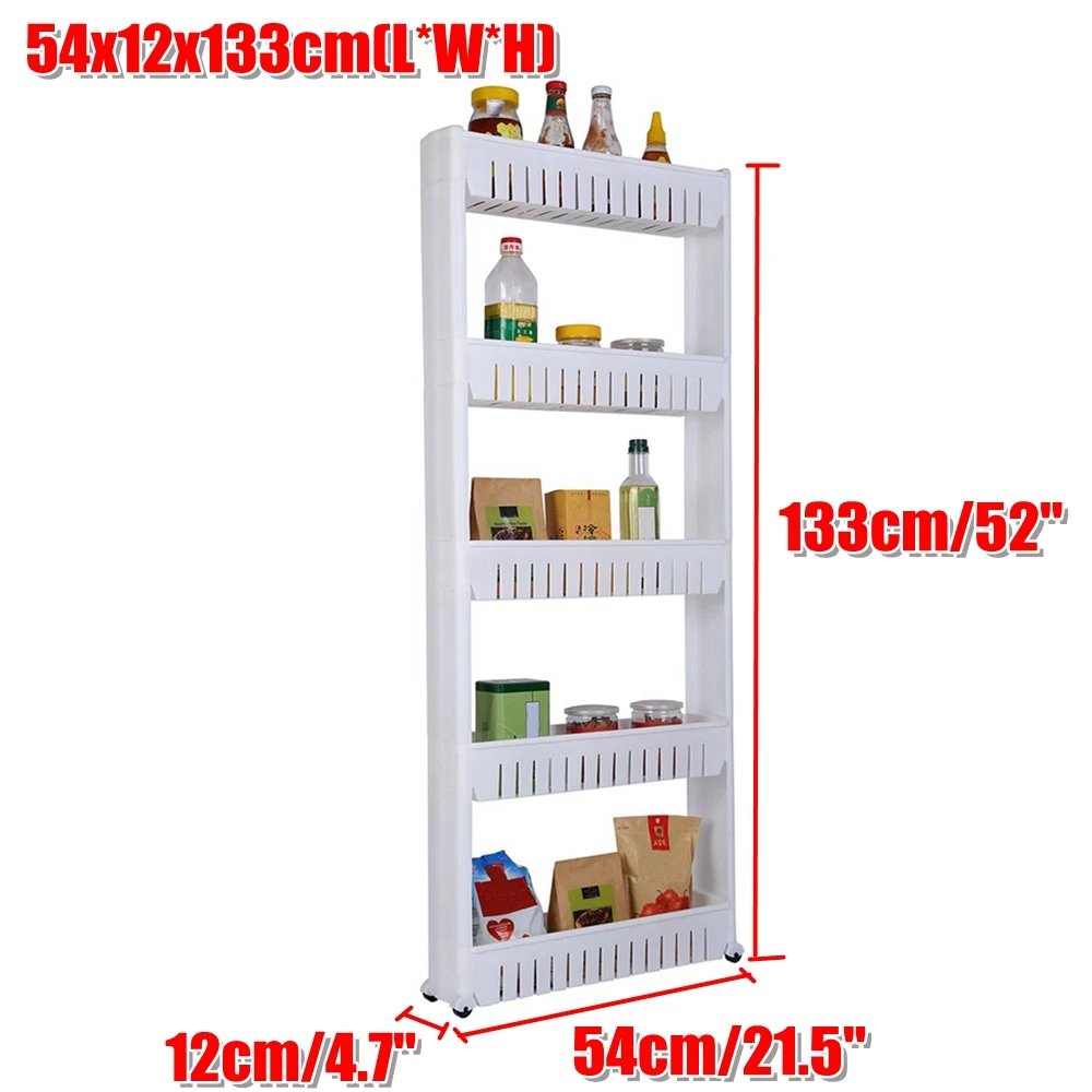 

5 Layer Kitchen Bathroom Living Room Storage Rack Sundries Storage Holder Organizer with Wheels Removable Storage Cabinet