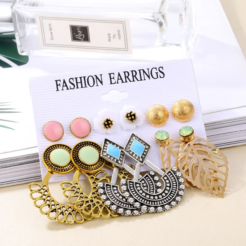 Женские серьги-гвоздики в винтажном стиле Смешанные Серьги богемном золотого