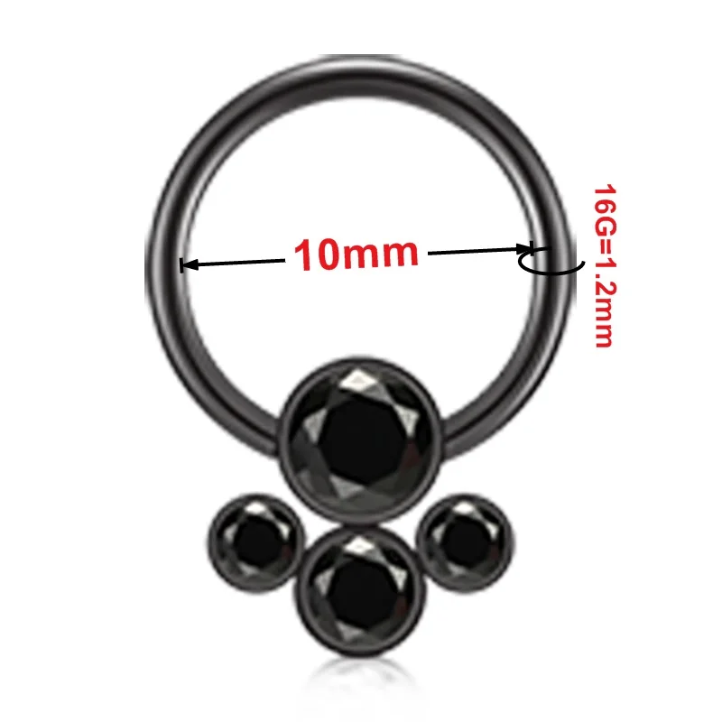 1 шт. кольцо для носа с фианитами 16 г