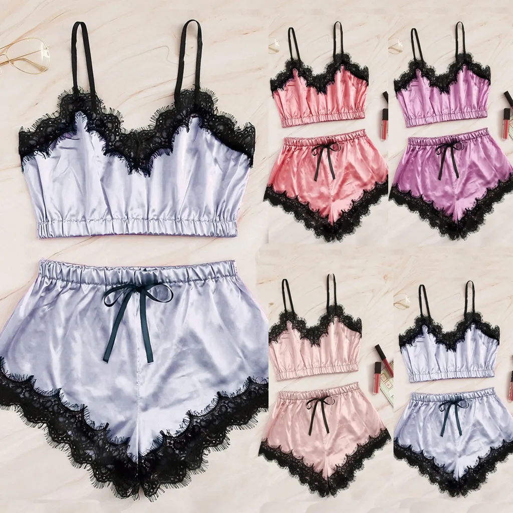 

Sleepwear 2 Pieces Pyjama Set Women Sexy Pajamas Sets Sleep Suits Soft Sweet Cute Nightwear Gift Home Clothes Pijama Mujer 50