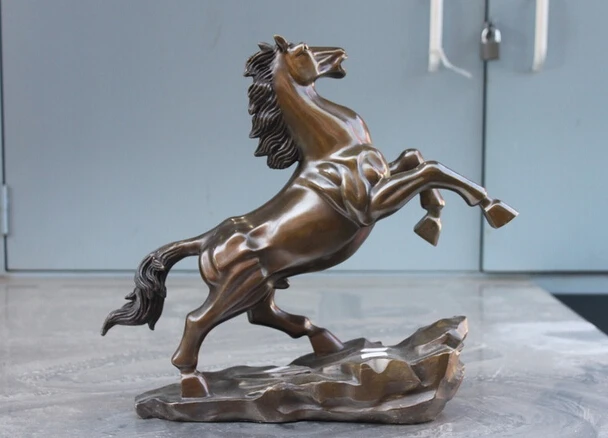 

China Pure Bronze Lucky win instant success Horse Home Feng shui Decor Statue Copper garden decoration