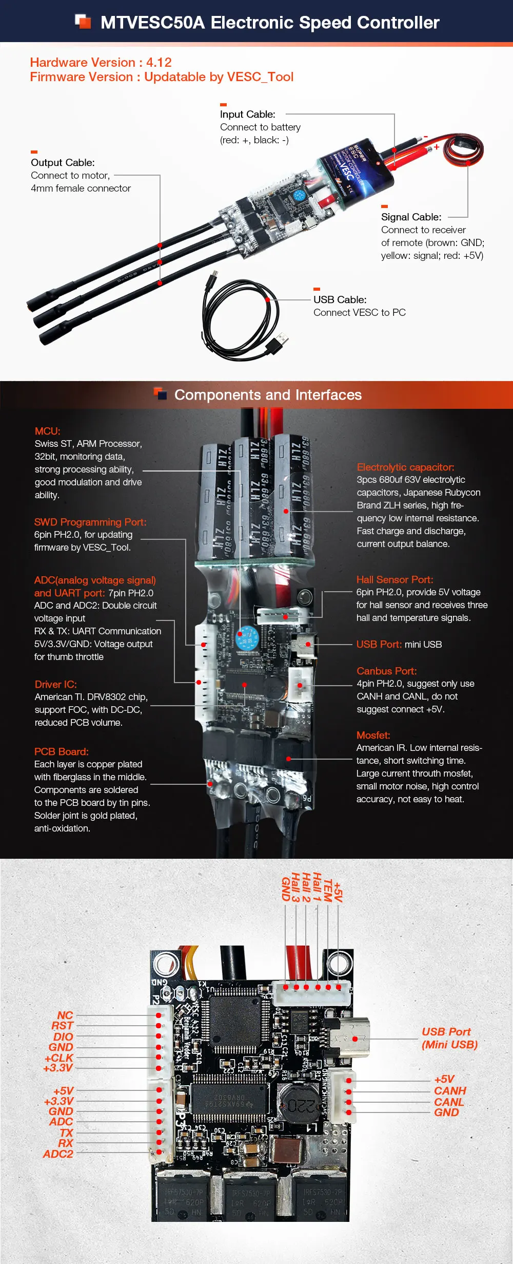 Maytech robots wars СУПЕР контроллер скорости 50A датчики esc аналогичный с vesc для боевых роботов 2-4 дня время доставки по DHL