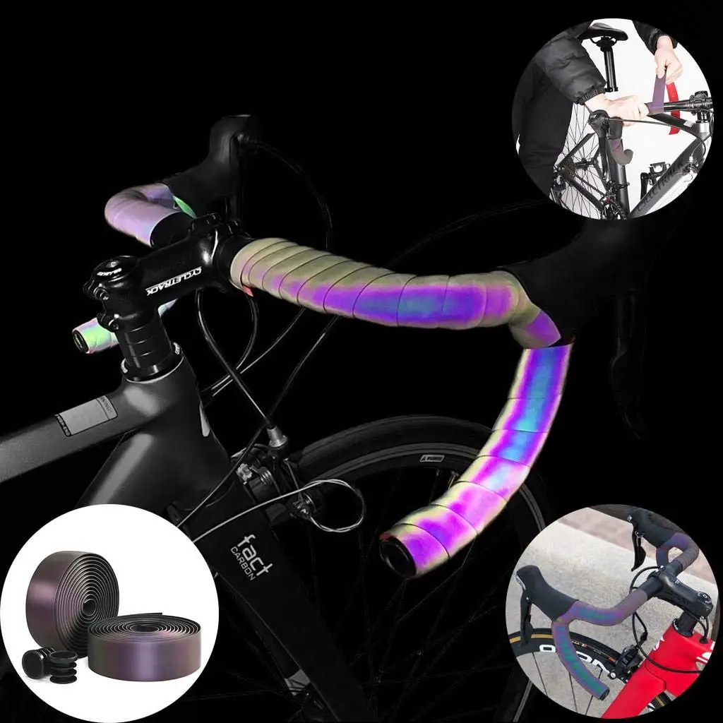 

Новинка 2020, лента на руль дорожного велосипеда, ремень с градиентным цветом, ремень для руля велосипеда, пробковая обмотка с заглушками для ...
