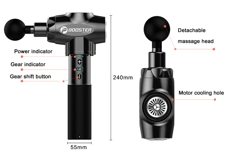 Booster Massager 5 Massage Head Body Massage Gun Muscle Stimulator Vibrating Electric Massage Body Relaxation Slimming