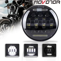 movotor 1 pcs 5 75 inch led headlight with white drl 5 34 5 75 headlamp for harley da vidson dy na sportster 1200