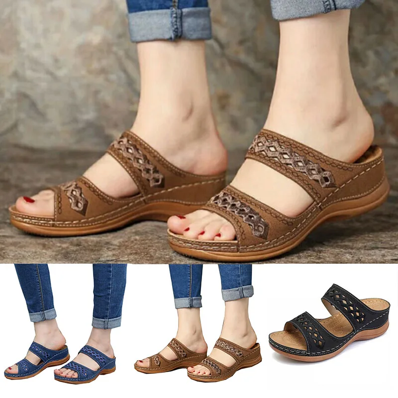 Летние сандалии женские Кожаные Классические римские 2020 тапочки уличные