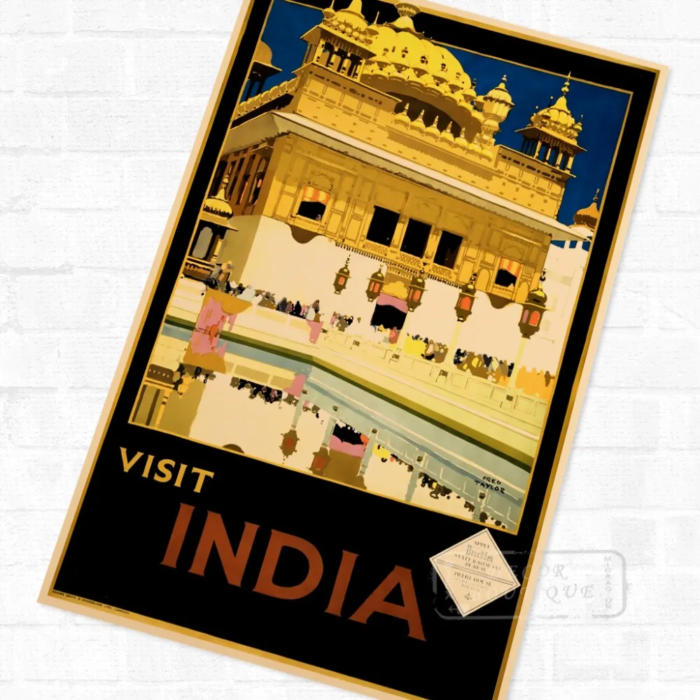 Винтажный постер для путешествий в виде пейзажа из Индии декоративная настенная
