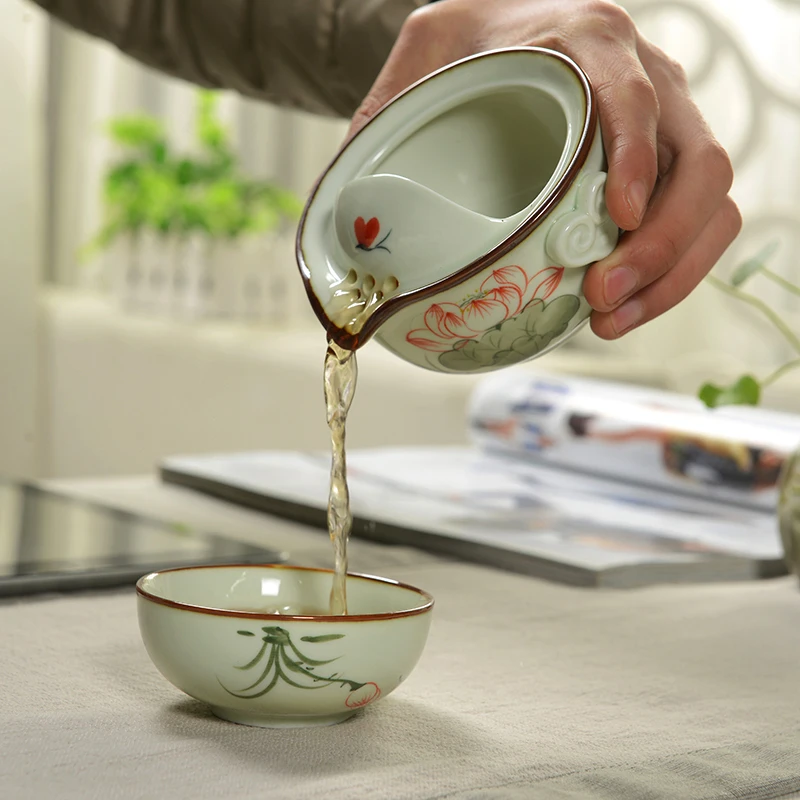 Чайный чайник Gaiwan 1 чаша ручная работа фарфоровая чашка для чая гайвань чайный