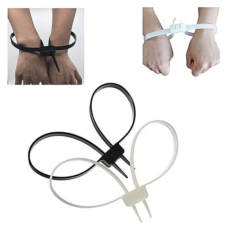 1Pc 12mmx700mm New Plastic Police Handcuffs Double Flex Cuff Disposable Handcuffs Zip Tie Nylon Cable Ties