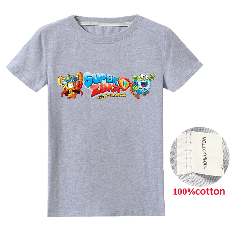 Camisetas con estampado de dibujos animados para ni&ntilde;os y ni&ntilde;as, ropa de algod&oacute;n de Superzings, de verano-2
