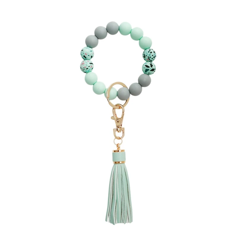 

Wrist Keychain Silicone Bracelet Car Keychain, Women's Beaded Bracelet Keychain Wristband