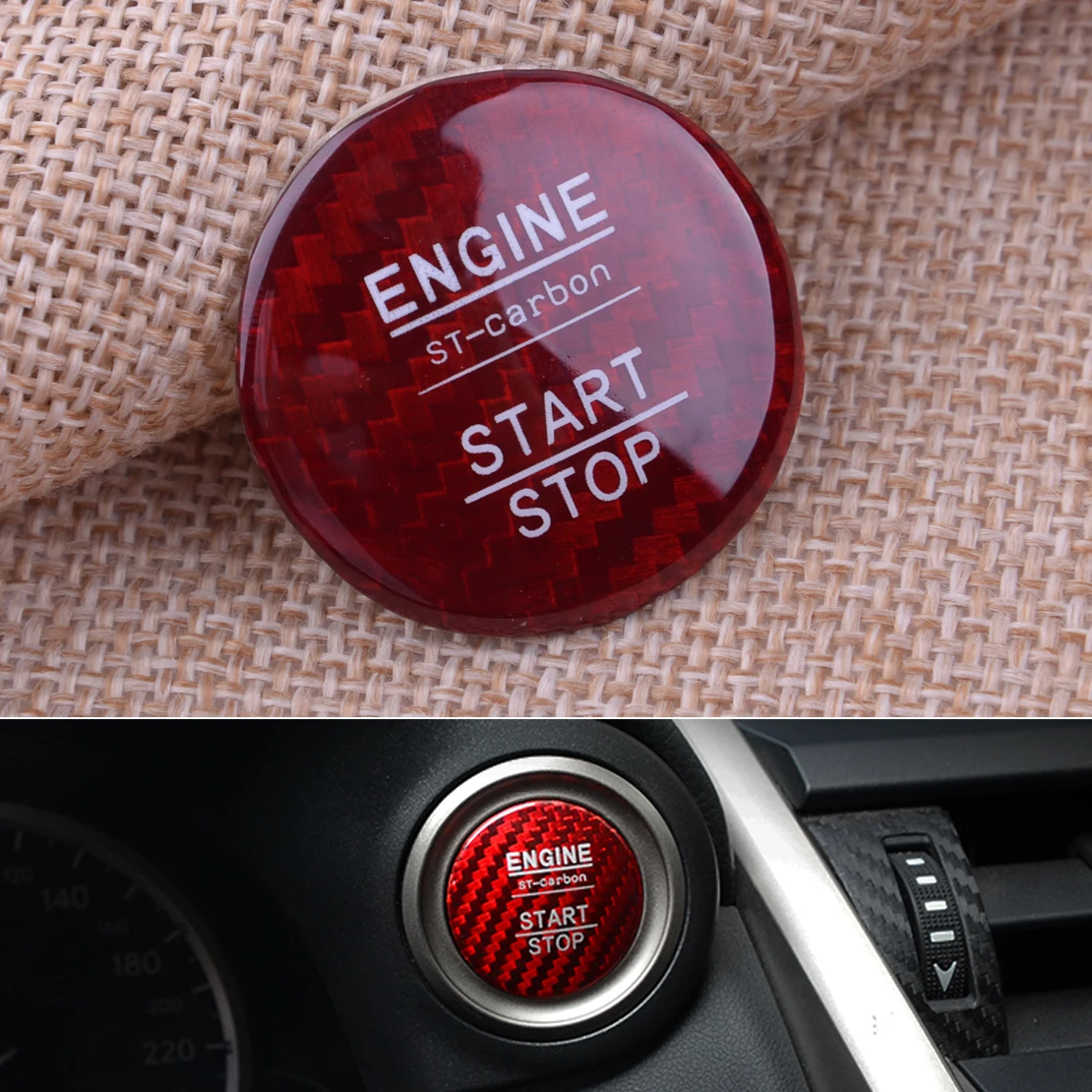 

Red Car Engine Start Stop Button Cover Carbon Fiber Trim Fit for LEXUS IS250 300 350 200T 2014 2015 2016 2017 2018 Accessories