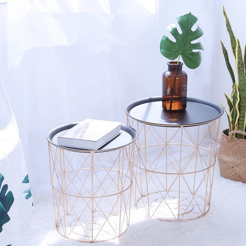 

Bedside Cupboard North Europe Iron Table Tea Table Tray Bedside Table Storage Basket