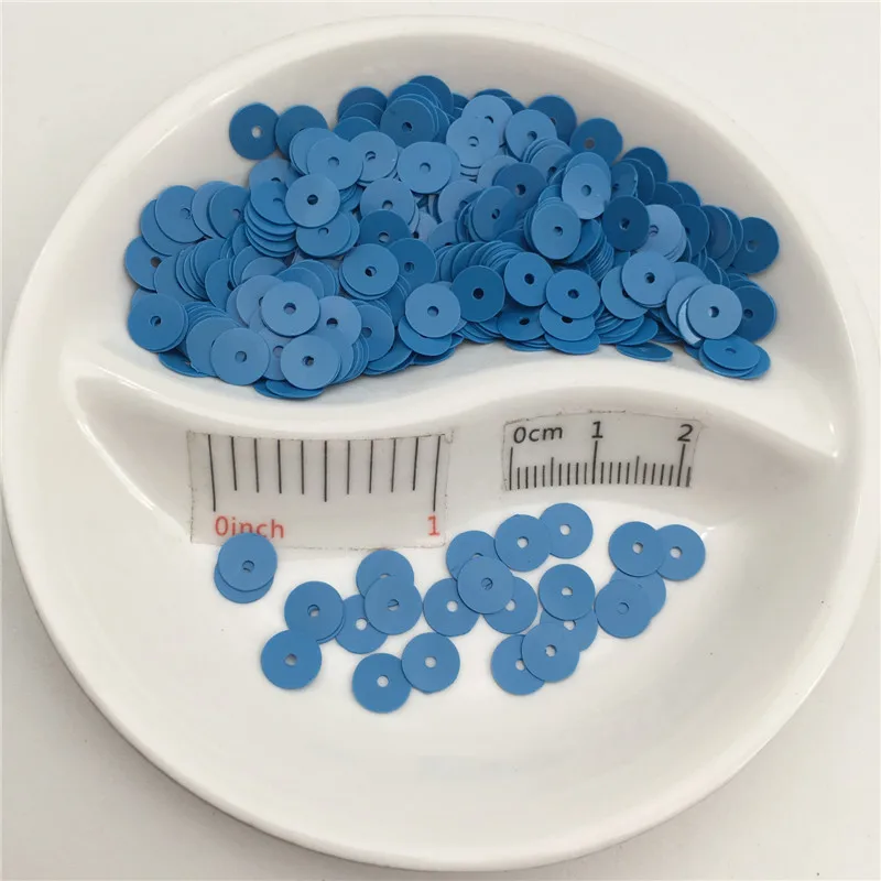 Solid Blue 4 мм 6 мм плоский круглый сплошной ПВХ блестки шитье ремесло для свадебного украшения одежды платье колпачки для обуви DIY - Цвет: Solid Blue