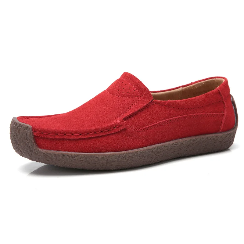 

Female Suede Leather Flats Shoes Autumn SLip On Casual Sneakers Lady Anti-Skid TPR Sole Durable Loafers Girls Outdoor Sock Shoes