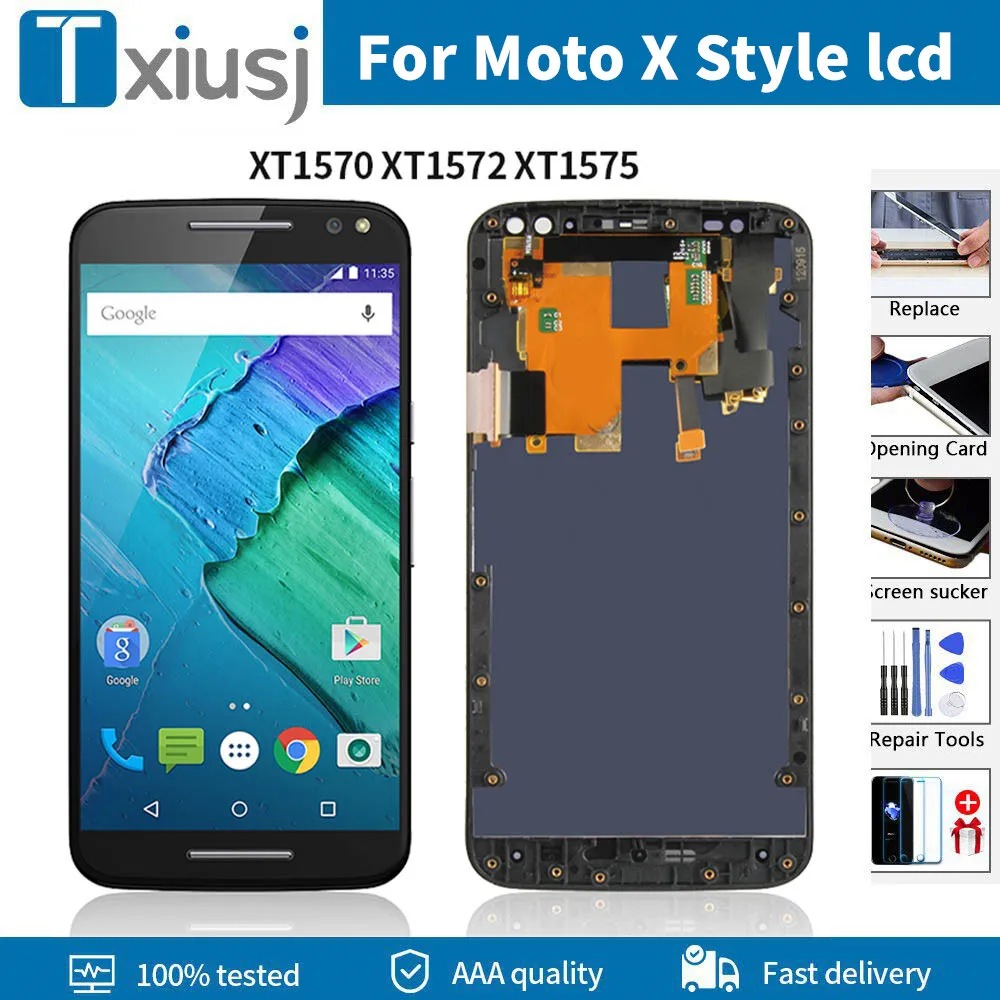 

100% Tested For Motorola Moto X Style XT1570 XT1572 XT1575 Display Touch Screen Digitizer with Frame For Moto X Style Display