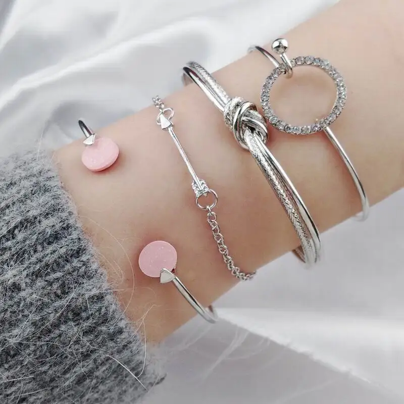

Fashion Minimalist Circle Knotted Zircon Arrow Bracelets & Bangles Alloy Bracelet Creative 2018 Fashion Woman Bracelets Jewelry