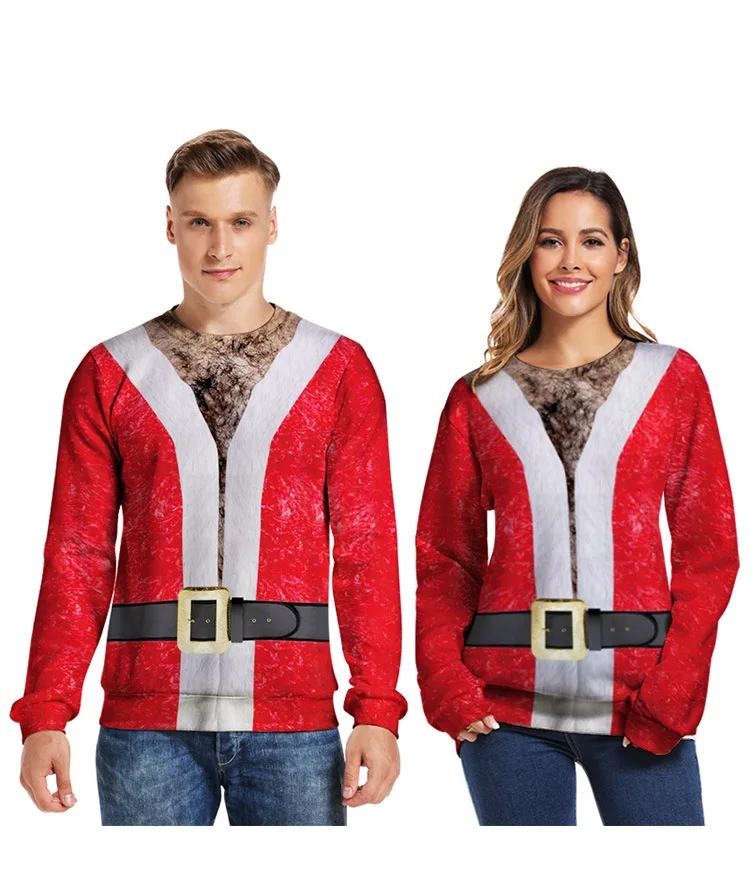 Новинка Рождественский свитер с длинным рукавом Забавный костюм одежда пара