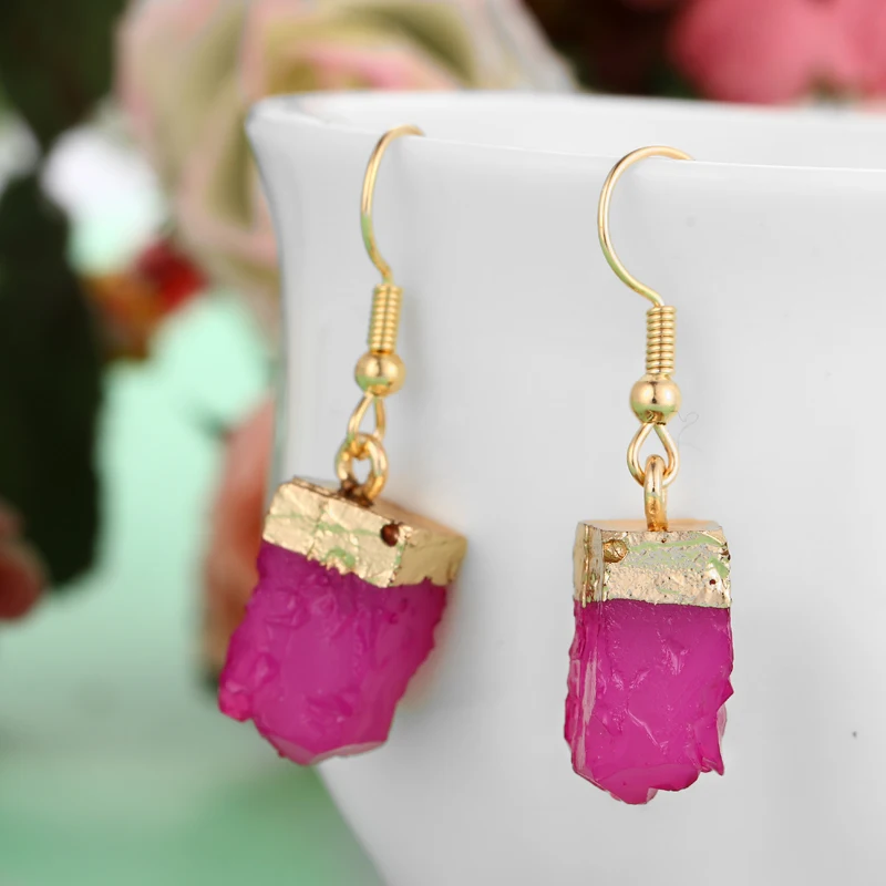 Женские серьги-подвески с натуральным камнем в богемном стиле | Украшения и