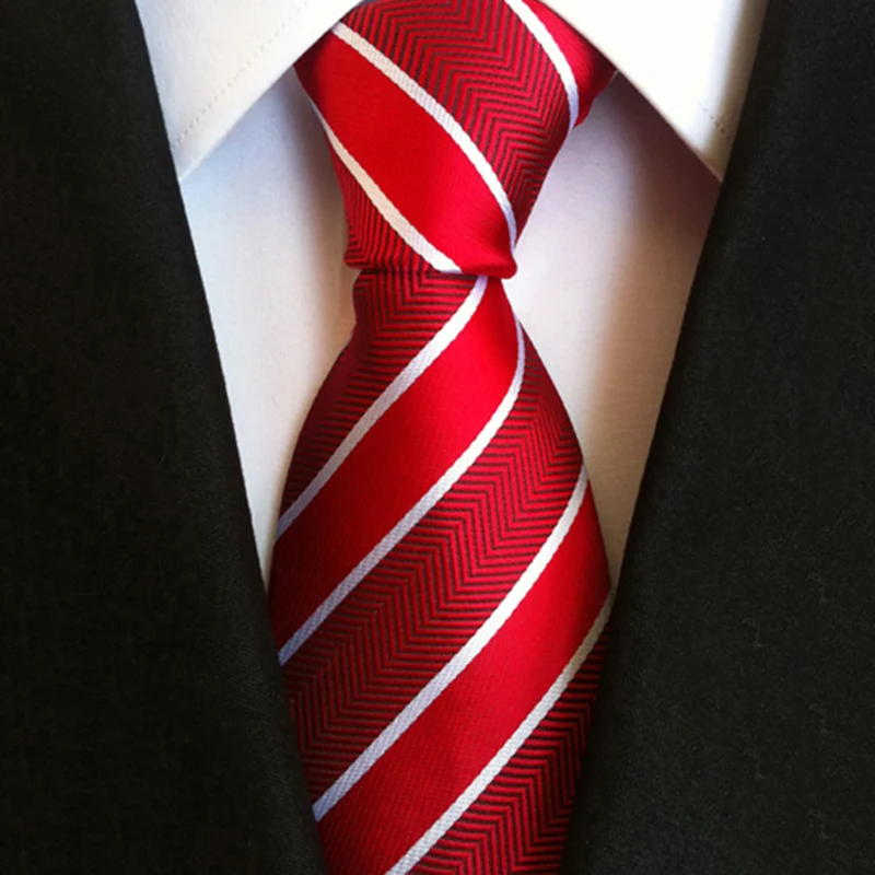Классические красные белые полосатые галстуки аксессуары для жениха подарки