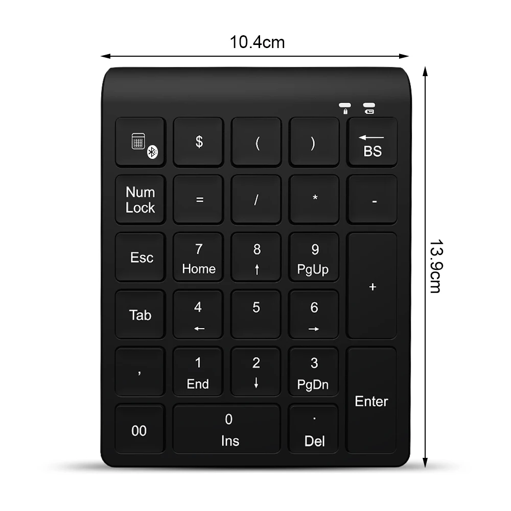 

Bluetooth Number Pad Portable Wireless 2.4GHz 27 Keys Financial Accounting Office Keypad for Laptop PC Support Android/Windows