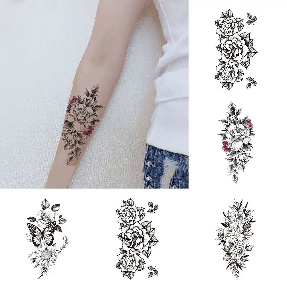 

Plain flower Arm Chest Sleeve Women/Men Waterproof Fake Tattoo Body Art Flower Tattoo Stickers Temporary Tattoo