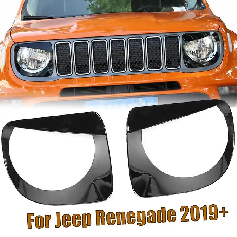 Черный Безель передний светильник головной лампа Angry Eyes накладка ABS для Jeep Renegade 2019