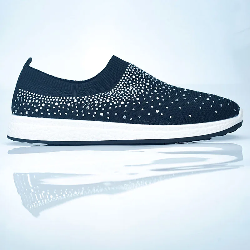 

Women Shiny Sock Sneakers 2019 New Spring Autumn Comfortable Ladies Casual Loafers Shoes Slip On Female Vulcanize Shoes
