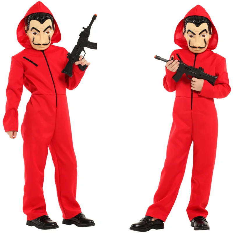 

Детский красный комбинезон с капюшоном, женский костюм для маскарада, карнавала, вечевечерние