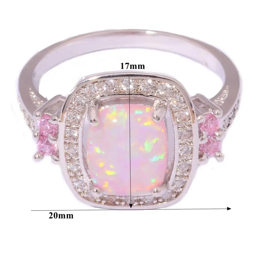 Женское кольцо CiNily розовое огненное Опаловое циркониевое с кубическим цирконием