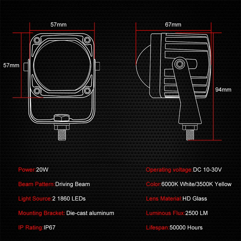 Фасветильник противотуманная светодиодная 2 дюйма 8d для автомобилей 4x4 ATV