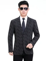 fashion men black grey shadow pattern blazers smart casual slim fit outfits male elegant notched collar garment 2022 spring