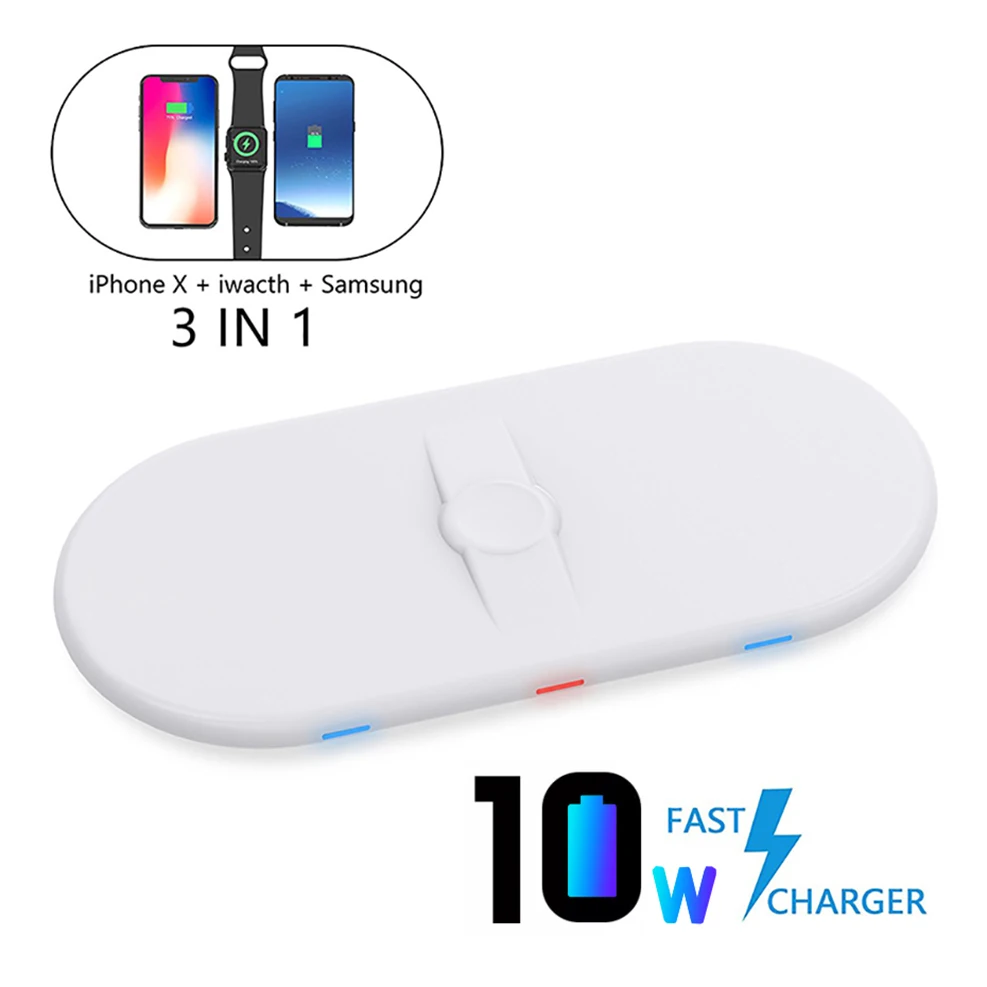 

3 in 1 Qi Fast Wireless Charger Mat Pad for Apple Watch 4 2 iPhone 11Pro XS Max 11 XR 8Plus Samsung S20 S10 Note10 Quick Charger