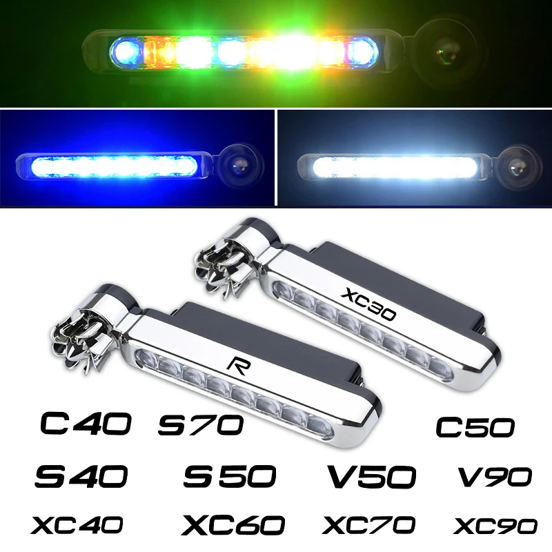 

2PCS Wind Powered Car Running Lights 8LED Rotation Fan Daylight For Volvo Rdesign XC90 XC60 XC40 S90 S80 S60 V70 V60 V50 V40 V80