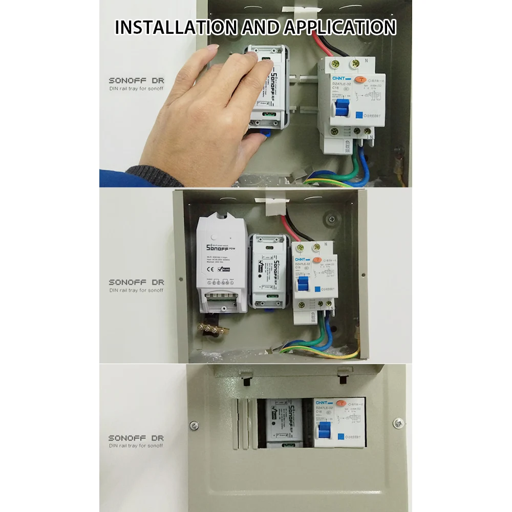 Интеллектуальный выключатель света Sonoff din рейка регулируемая Монтажная чехол