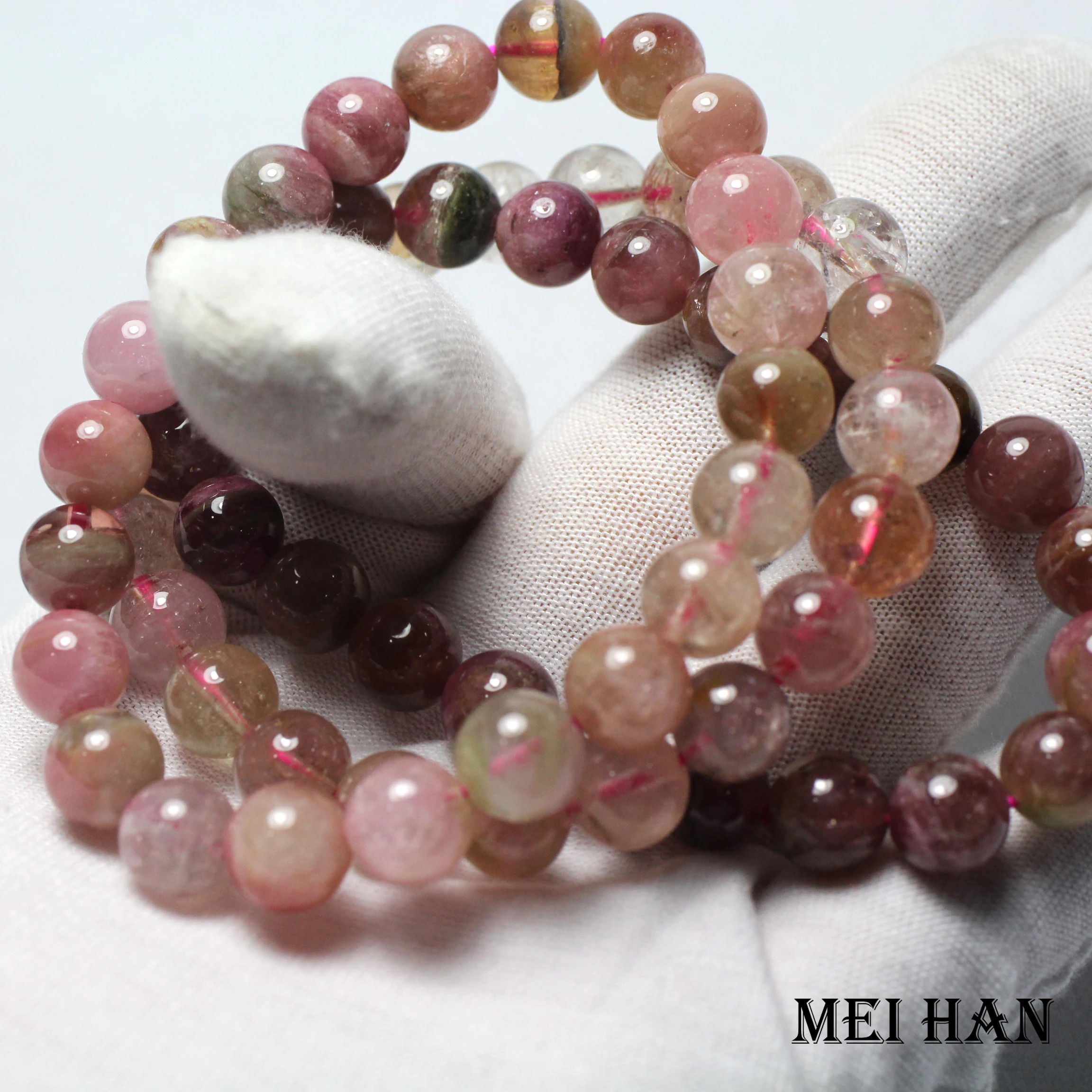 Meihan(22 бусин/комплект/22 г) 8,5-9 м, круглые бусины из водомеллона, турмалина для изготовления ювелирных изделий