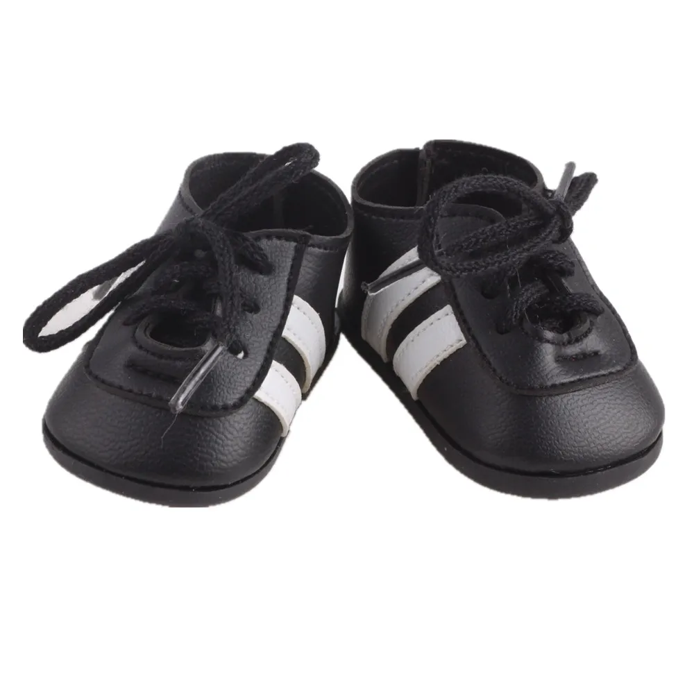 Кукольная обувь 7 см Высококачественная Черная Серия кожаная для 18-дюймовых