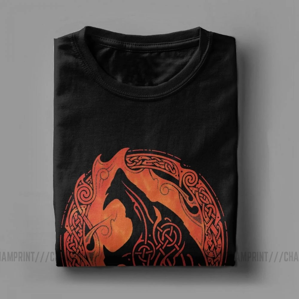 Man's Viking Valhalla Odin Fenrir Loki's Son T-Shirt Funky Crewneck Short Sleeves Tops Pure Cotton Tee Shirt Travel T Shirts | Мужская